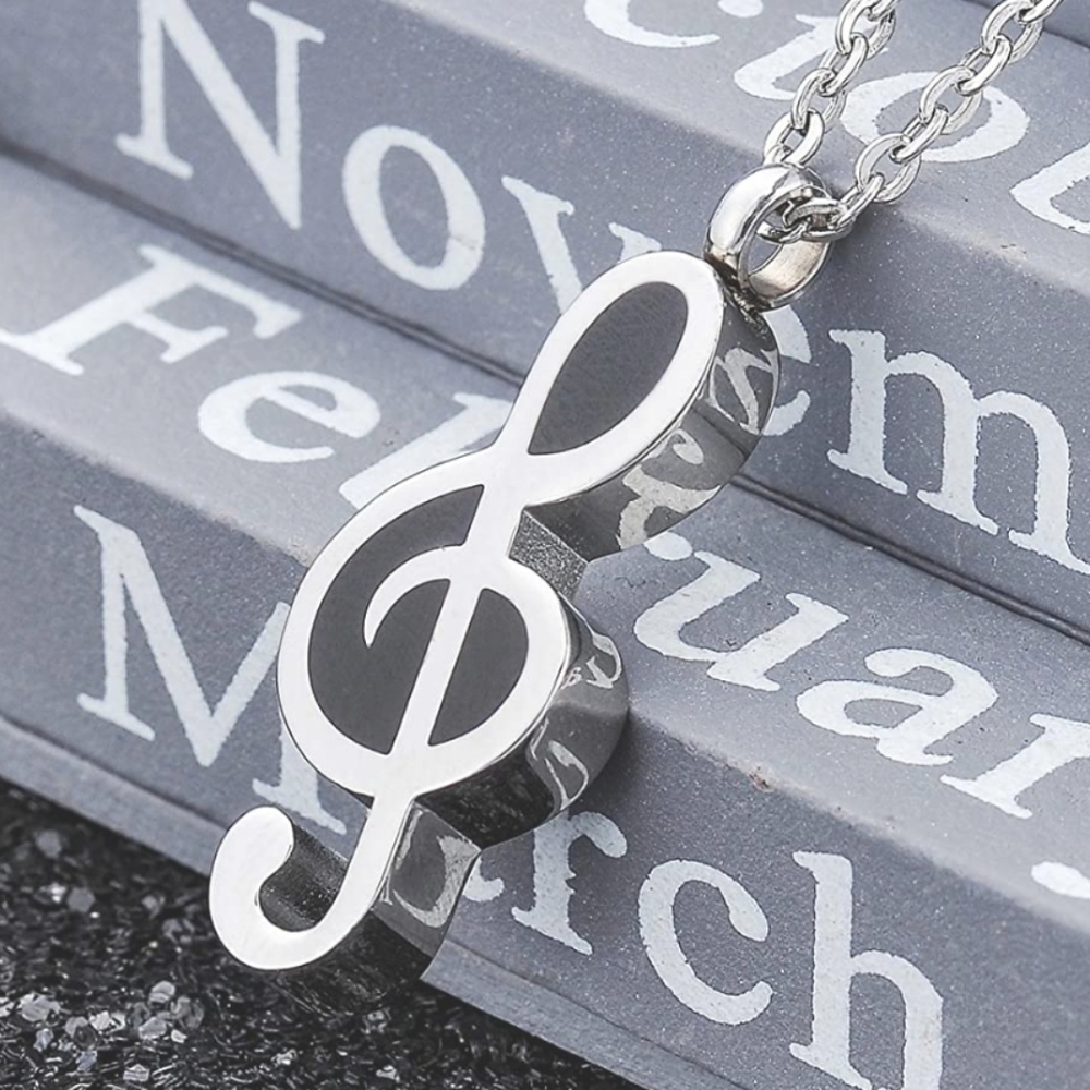 Musical Note Cremation Urn Necklace